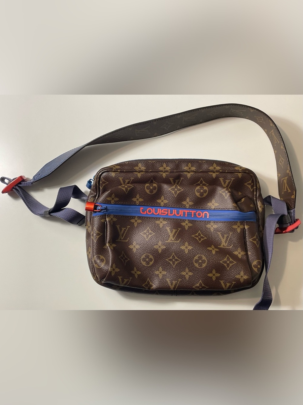 Louis Vuitton Brown and Blue Monogram Messenger Bag
